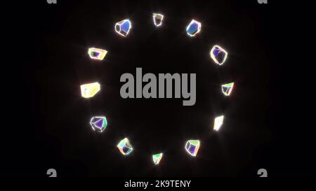 Moderne helle Edelsteine in einem Kreis Intro 3D Render Stockfoto