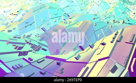 Color Wave Boxen modern minimal abstrakt Hintergrund Intro 3D Render Stockfoto