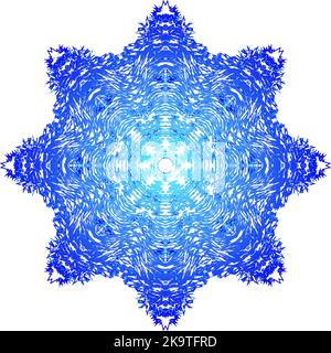 Abstrakte blau verzierte Schneeflocke auf weißem Hintergrund Stock Vektor