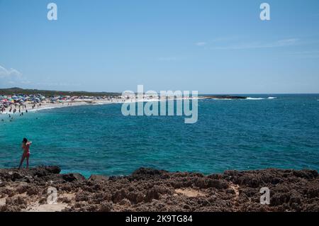 Strand in is Arutas. Sardinien, Italien im Sommer Stockfoto