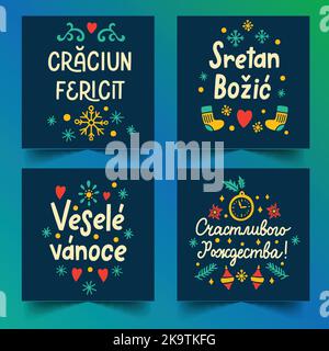 Handgezeichnete weihnachtswünsche Lettering Kollektion Vektor Design Illustration Stock Vektor