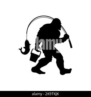 Bigfoot Angeldesign. Yeti-Silhouette. Bigfoot Hobbys Vorlage für Heimtextilien, Laserschnitt, Basteln, T-Shirt-Print. Vektorgrafik. Stock Vektor