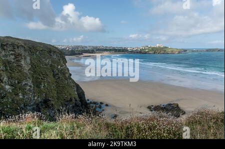 Newquay Bay, Newquay, North Cornwall, Großbritannien. Aufgenommen am 9.. September 2022. Stockfoto