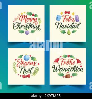 Handgezeichnete weihnachtswünsche Lettering Kollektion Vektor Design Illustration Stock Vektor