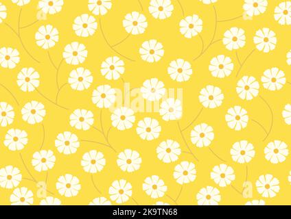 Nahtloser Vektorhintergrund mit blauem Blumenmuster auf Weißem Hintergrund. Horizontal Und Vertikal Wiederholbar. Stock Vektor