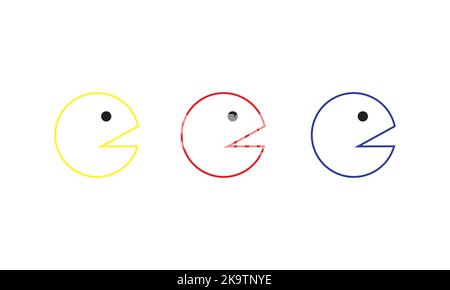 pacman Vector-Symbol, das für kommerzielle Arbeiten geeignet ist und es einfach ändern oder bearbeiten kann Stock Vektor