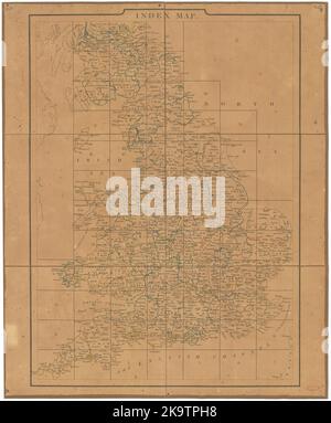 Cary's Improved Map of England and Wales - Indexkarte. G. & J. Cary 1832 Stockfoto