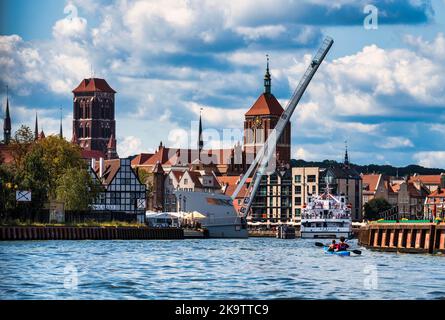 Häuser der Hanse am Fluss Motlawa, Danzig. Polen Stockfoto