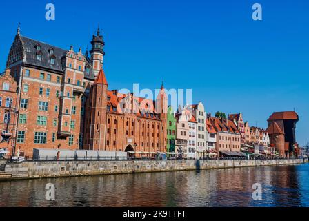 Häuser der Hanse am Fluss Motlawa, Danzig. Polen Stockfoto