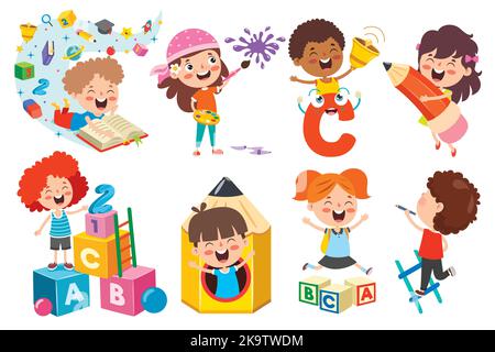 Bildungskonzept Mit Cartoon Student Stock Vektor