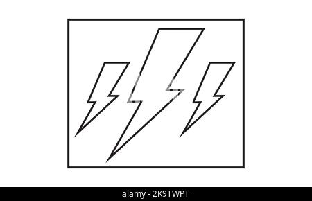 Leuchtend elektrisches Symbol in schlichtem flachem, trendigen Stil, isoliert auf weißem Hintergrund Stock Vektor