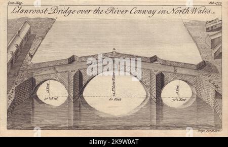 Llanroost Brücke über den Fluss Conway. Pont Fawr, Llanrwst. Inigo Jones 1753 Stockfoto