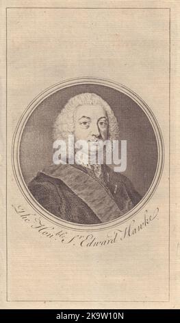 Sir Edward Hawke, Baron Hawke. Offizier der Royal Navy. GENTS mag 1760 Old Print Stockfoto