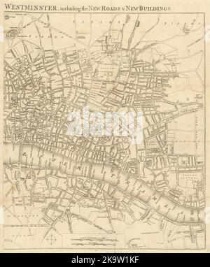 [City of London] & Westminster… Ostseite. Southwark. GENTS mag 1764 alte Karte Stockfoto