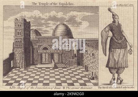 Kirche des Heiligen Grabes, Jerusalem. Türkische Dame im 1610 1782 alten Druck Stockfoto