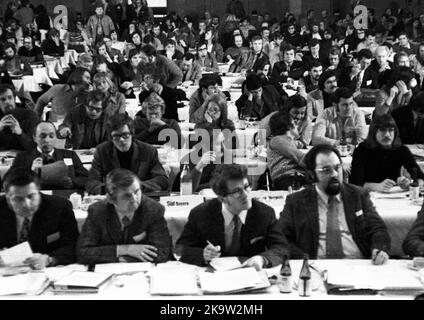 Der Bundeskongress '72 der Jugendsozialisten in der SPD am 26. 2. 1972 in Oberhausen, Deutschland Stockfoto