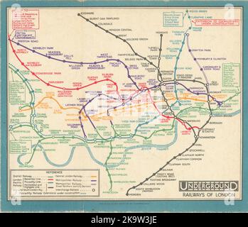 Plan DER U-Bahn IN LONDON. Piccadilly-Verlängerung. STINGEMORE 1931 Stockfoto