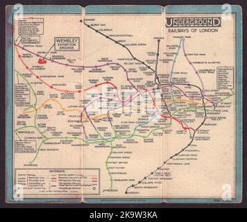 Plan DER U-Bahn IN LONDON. Erste STINGEMORE Ausgabe 1925 Stockfoto