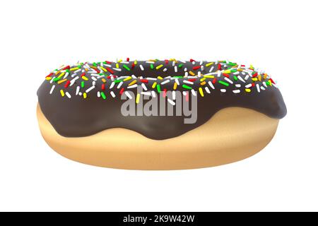 Schokoladendonut isoliert auf weißem Hintergrund. 3D Rendern Stockfoto