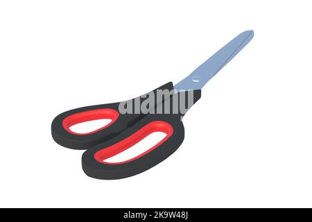 Geschlossene Schere auf weißem Hintergrund isoliert. 3D Rendern Stockfoto