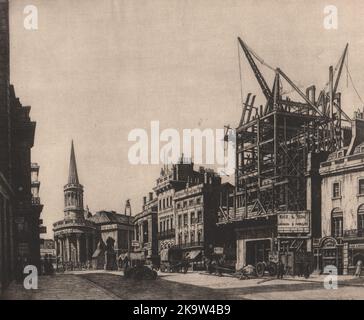 DAS VERSCHWINDENDE LONDON. „Church of All Souls“, von Ian Strang. Langham Place 1927 Stockfoto