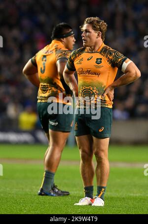 Edinburgh, Großbritannien. 29.. Oktober 2022. Michael Hooper aus Australien beim Spiel der Autumn Nation Series im Murrayfield Stadium, Edinburgh. Bildnachweis sollte lauten: Neil Hanna / Sportimage Stockfoto