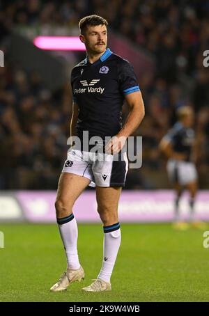 Edinburgh, Großbritannien. 29.. Oktober 2022. Blair Kinghorn aus Schottland während des Spiels der Autumn Nation Series im Murrayfield Stadium, Edinburgh. Bildnachweis sollte lauten: Neil Hanna / Sportimage Stockfoto