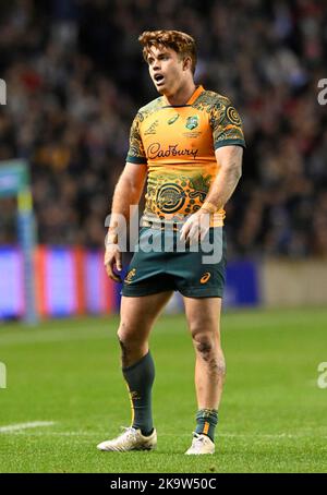 Edinburgh, Großbritannien. 29.. Oktober 2022. Andrew Kellaway aus Australien beim Spiel der Autumn Nation Series im Murrayfield Stadium, Edinburgh. Bildnachweis sollte lauten: Neil Hanna / Sportimage Stockfoto