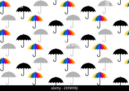 Nahtloses Vektor-Muster aus Regenschirmen auf Weiß Stock Vektor