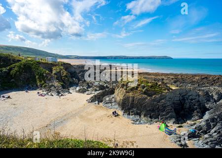 Blick auf den Strand von Woolacombe in der Nähe von Woolacombe Devon England Großbritannien Europa Stockfoto