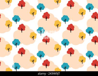 Nahtloses Vektor-Muster aus Herbstbäumen Stock Vektor
