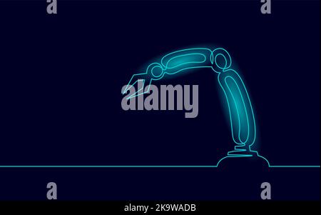 Manipulator mit niedrigem Polyesterbereich am Roboterarm. Dreieckige Form der Baugruppenkonstruktion. Kontinuierliche eine Linie Kunst Roboter künstliche Maschinen Innovationstechnologie Stock Vektor