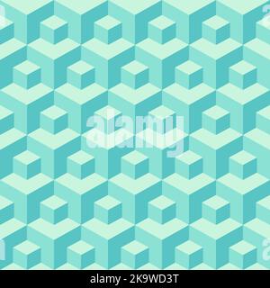 Nahtlose isometrische Muster türkis Farbe Würfel Stock Vektor