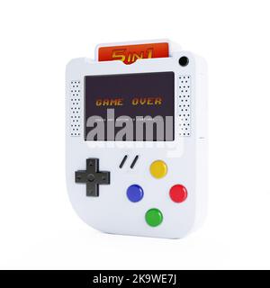 Abstract Arcade Old School Joypad, Gamepad oder Game Console auf weißem Hintergrund. 3D Rendering Stockfoto
