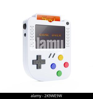 Abstract Arcade Old School Joypad, Gamepad oder Game Console auf weißem Hintergrund. 3D Rendering Stockfoto