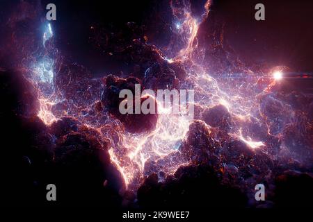 Unglaublich schöne Galaxie oder Nebel Sternenhimmel im Weltraum Hintergrund extreme Nahaufnahme. 3D Rendering Stockfoto