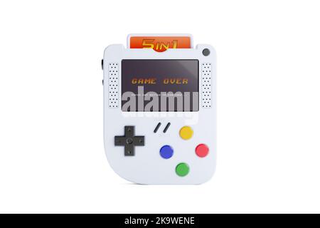 Abstract Arcade Old School Joypad, Gamepad oder Game Console auf weißem Hintergrund. 3D Rendering Stockfoto
