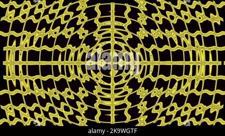 Ein verbundenes Netz wie Linien, die sich durch Gewebemuster auf kreativem abstraktem Hintergrund ausbreiten, mit 3D Rendering-Illustration für Dekoration, Gewebe und Stockfoto