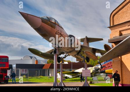 SPEYER, DEUTSCHLAND - OKTOBER 2022: Lockheed F-104 Starfighter american West German Luftwaffe Überschall Luftüberlegenheit Jet-Kämpfer-Bomber Kampftrainer Stockfoto