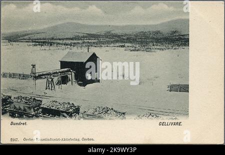 Blick auf Dundret von der Eisenbahn in Gällivare aus gesehen. Stockfoto
