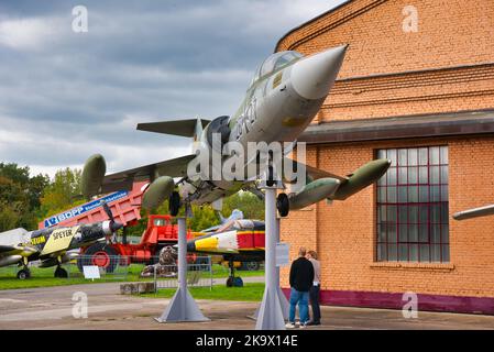 SPEYER, DEUTSCHLAND - OKTOBER 2022: Lockheed F-104 Starfighter american West German Luftwaffe Überschall Luftüberlegenheit Jet-Kämpfer-Bomber Kampftrainer Stockfoto