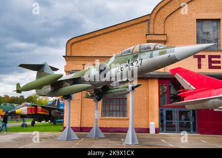 SPEYER, DEUTSCHLAND - OKTOBER 2022: Lockheed F-104 Starfighter american West German Luftwaffe Überschall Luftüberlegenheit Jet-Kämpfer-Bomber Kampftrainer Stockfoto