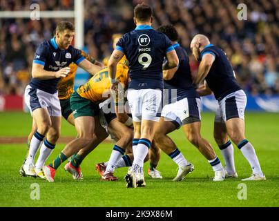 Schottland Oktober 29. : Match Action während des Rugby Union Autumn Internationals Spiels zwischen Australien und Schottland im BT Murrayfield Stadium Schottland 29.. Oktober 2022 Australien 16: Schottland 15 Stockfoto