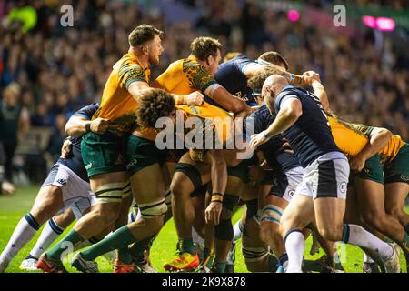 Schottland Oktober 29. : Match Action während des Rugby Union Autumn Internationals Spiels zwischen Australien und Schottland im BT Murrayfield Stadium Schottland 29.. Oktober 2022 Australien 16: Schottland 15 Stockfoto