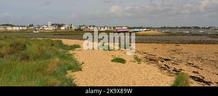 Der Kench auf Hayling Island bei Ebbe. Stockfoto