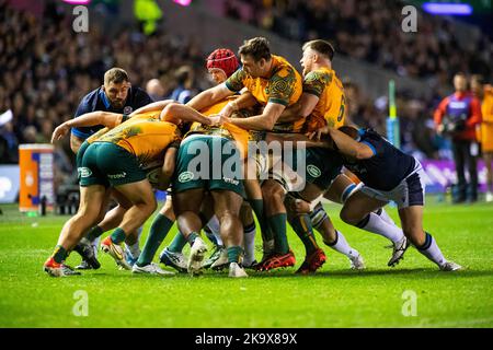 Schottland Oktober 29. : Match Action während des Rugby Union Autumn Internationals Spiels zwischen Australien und Schottland im BT Murrayfield Stadium Schottland 29.. Oktober 2022 Australien 16: Schottland 15 Stockfoto