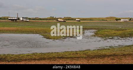 Der Kench auf Hayling Island bei Ebbe. Stockfoto