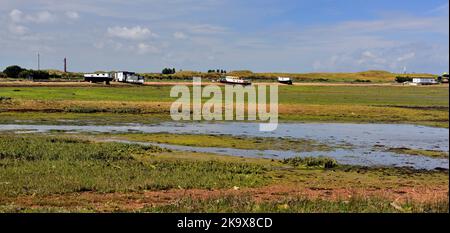 Der Kench auf Hayling Island bei Ebbe. Stockfoto