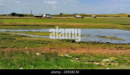 Der Kench auf Hayling Island bei Ebbe. Stockfoto