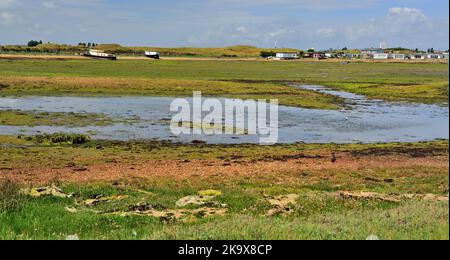 Der Kench auf Hayling Island bei Ebbe. Stockfoto